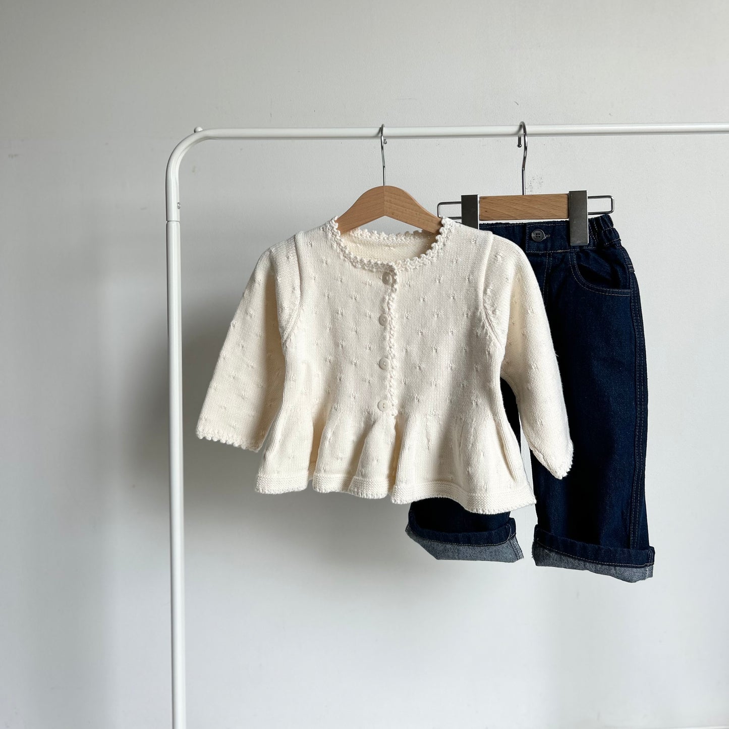 lapel cotton knit cardigan